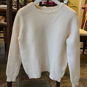 Eric Bompard 4 ply 100% Cashmere Autumn White Sweater Top Pullover EUC size M
